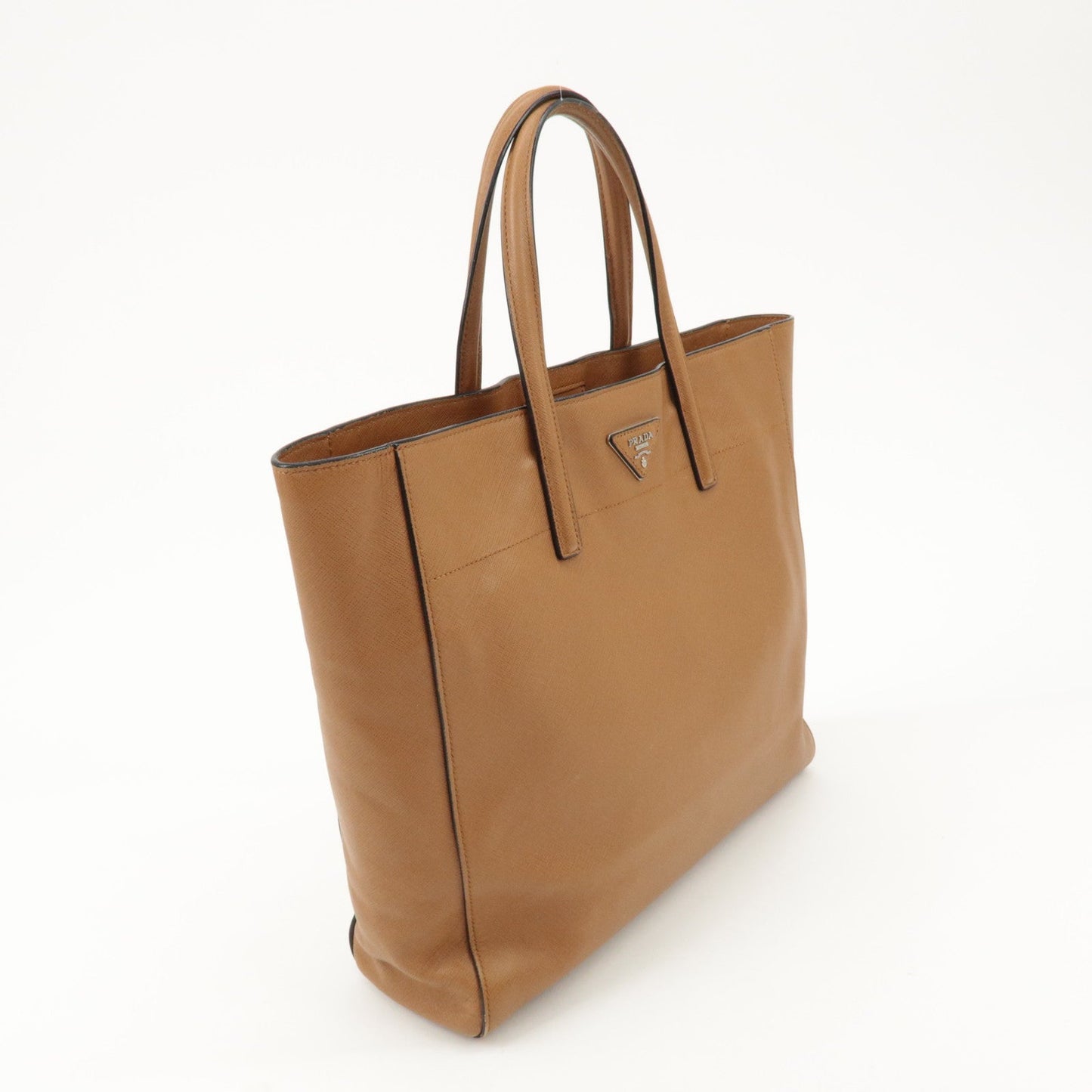 PRADA Triangle Logo Saffiano Leather 2Way Tote Bag Brown BN2666