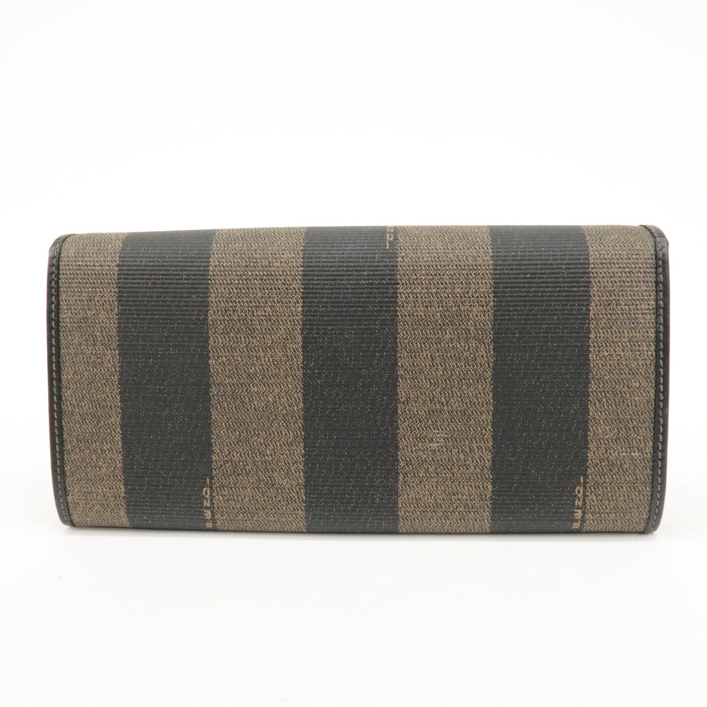 FENDI Pequin PVC Canvas Long Wallet Black Brown T20615