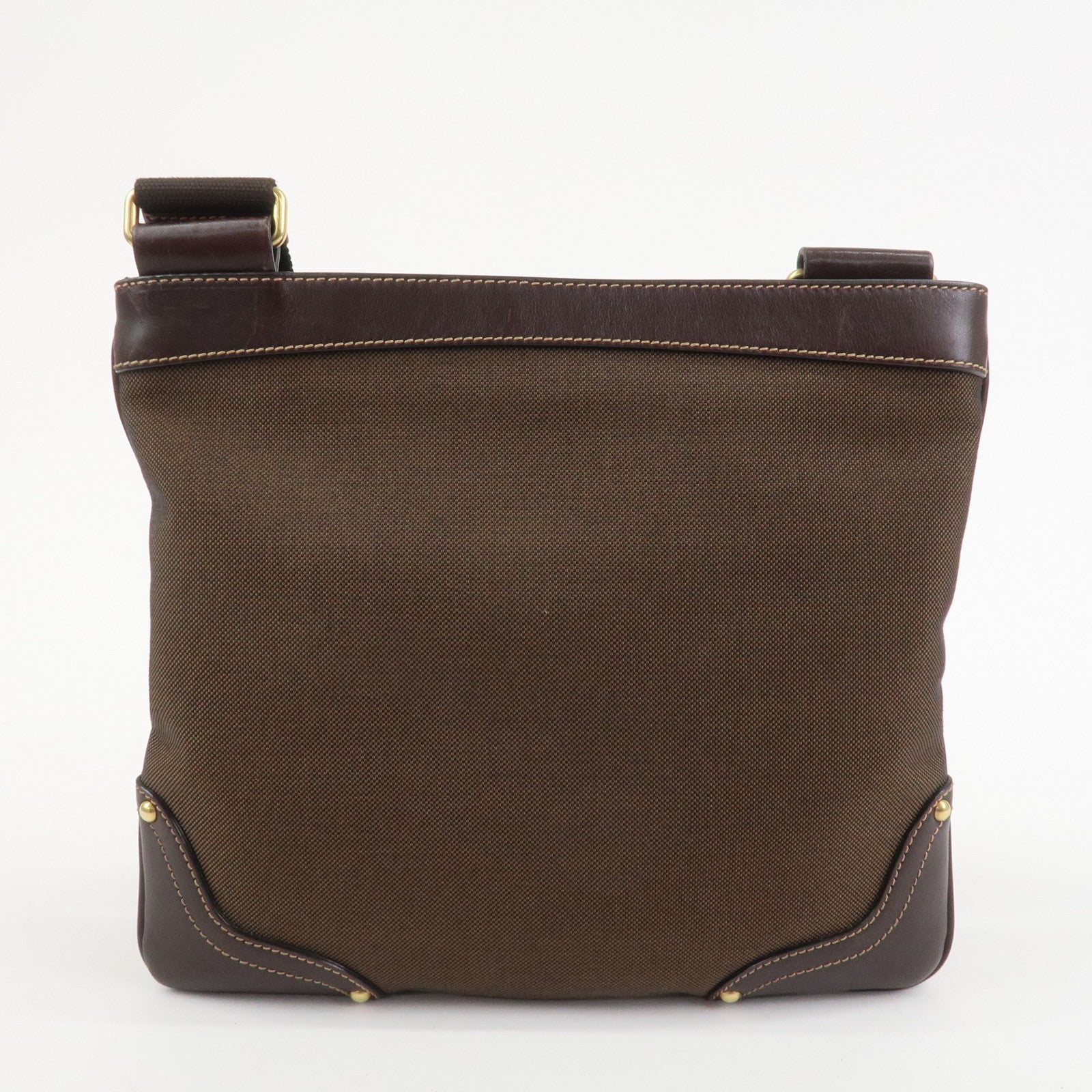 PRADA Logo Jacquard Leather Shoulder Bag Brown BT0537