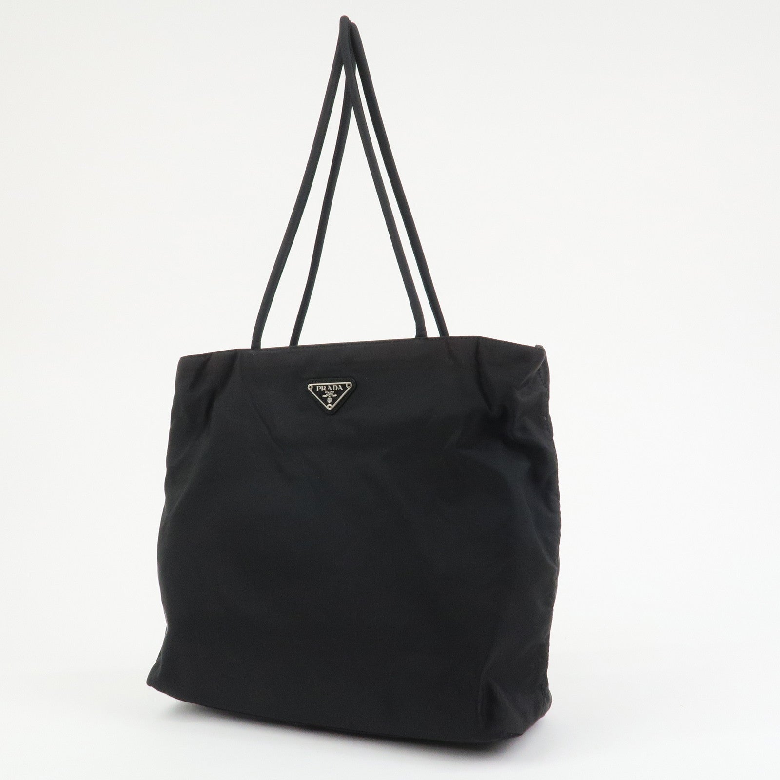 PRADA Triangle Logo Nylon Hand Bag Shoulder Bag Black H5692