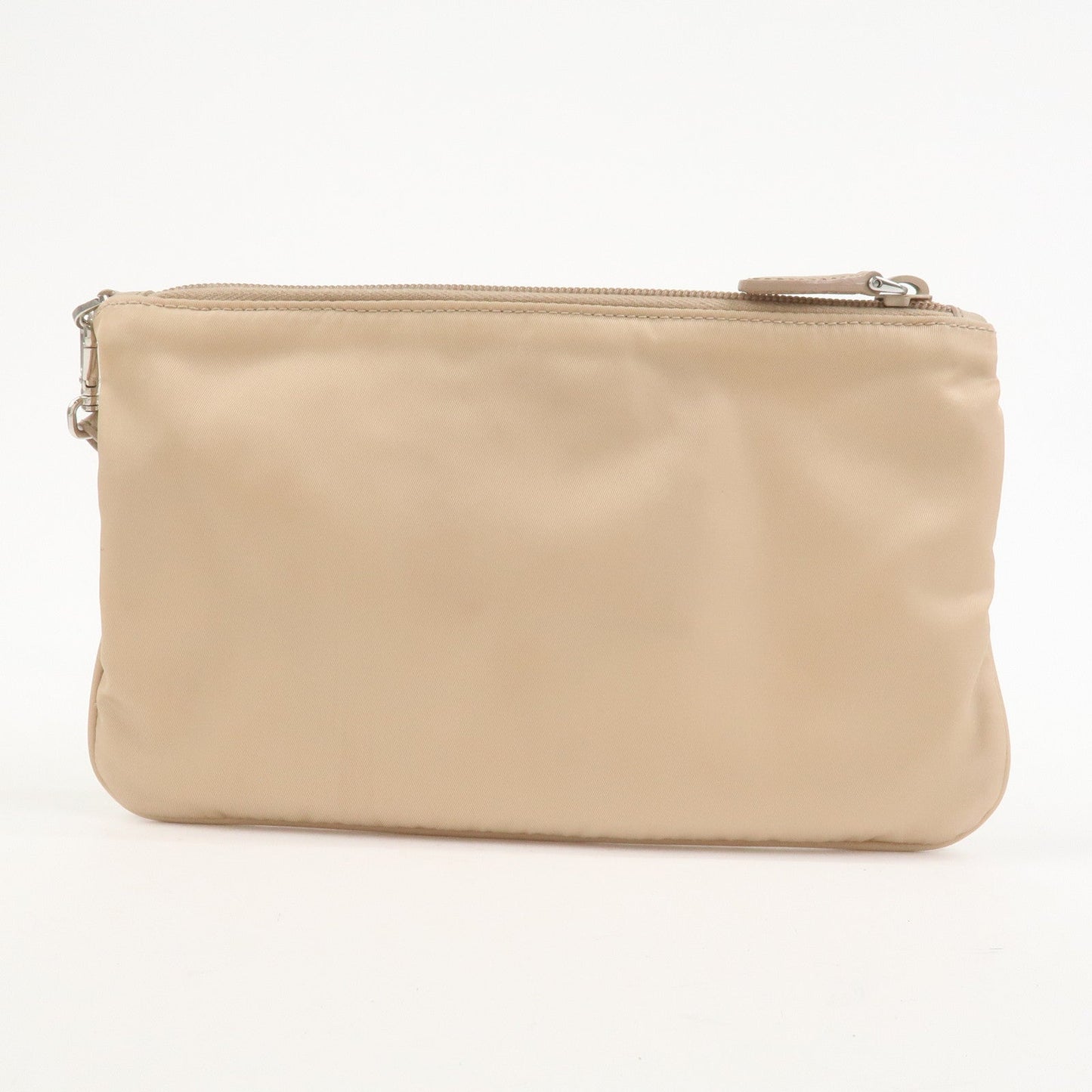 PRADA Triangle Logo TESSUTO Hand Bag Pouch Beige 1NH545