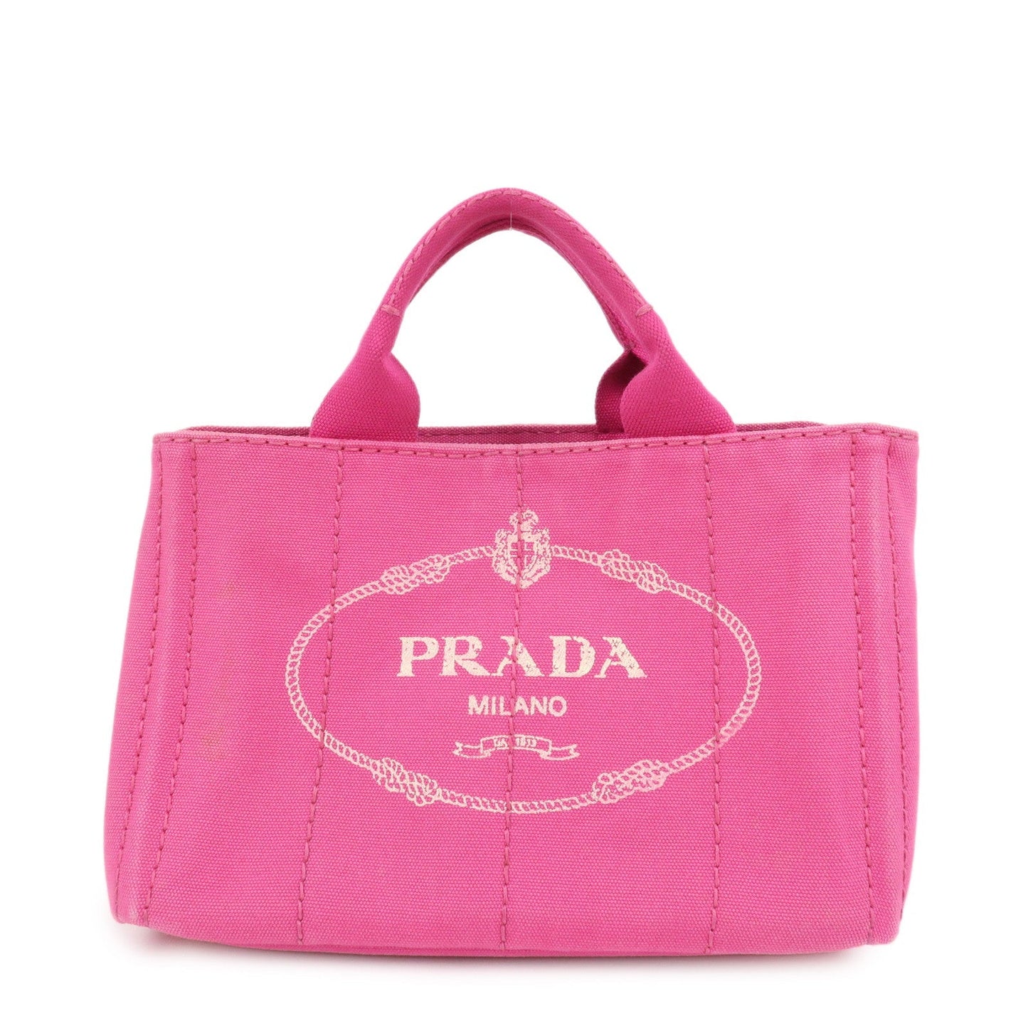 PRADA Logo Canapa Mini Canvas Hand Bag Tote Bag Pink BN2439