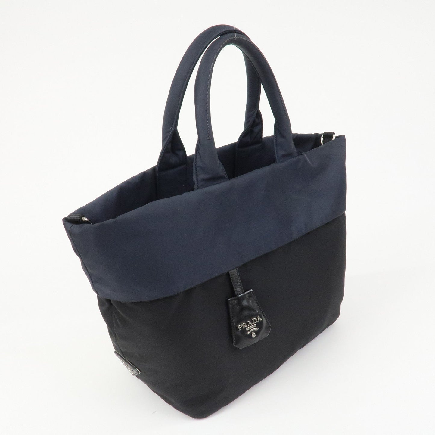 PRADA Nylon 2 Way Bag Hand Bag Shoulder Bag Black Navy BR4521