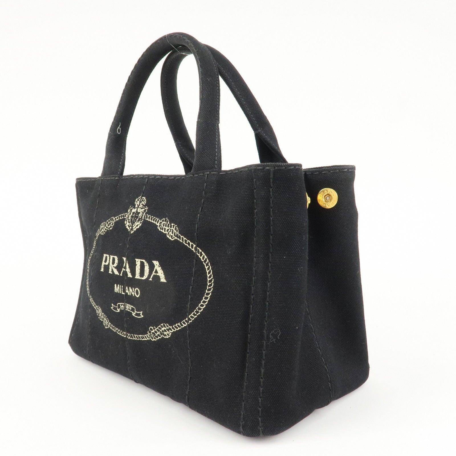 PRADA Canapa Mini Canvas 2Way Bag Hand Bag Shoulder Bag Black 1BG439