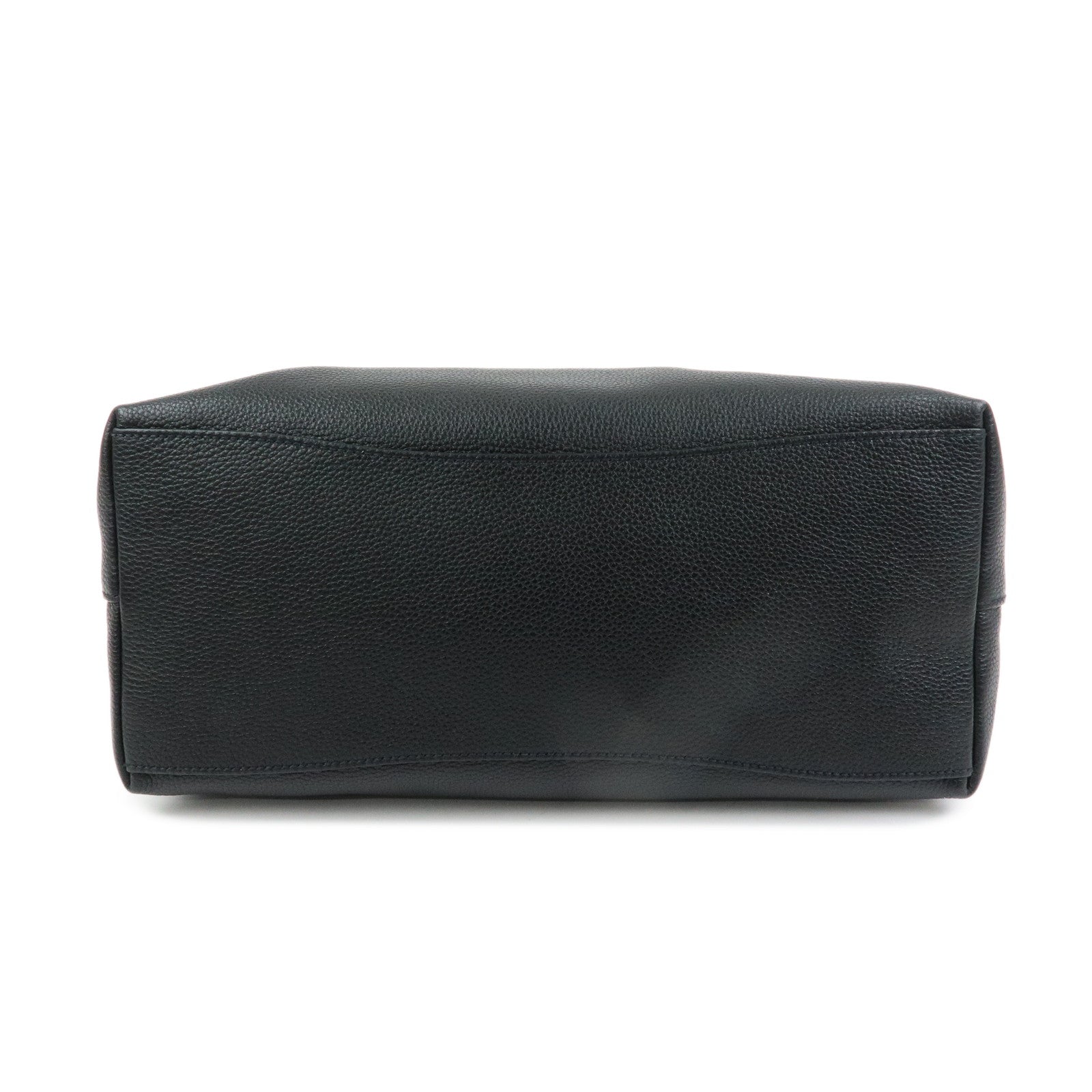 PRADA Logo Leather Shoulder Bag Hand Bag Black 1BC051