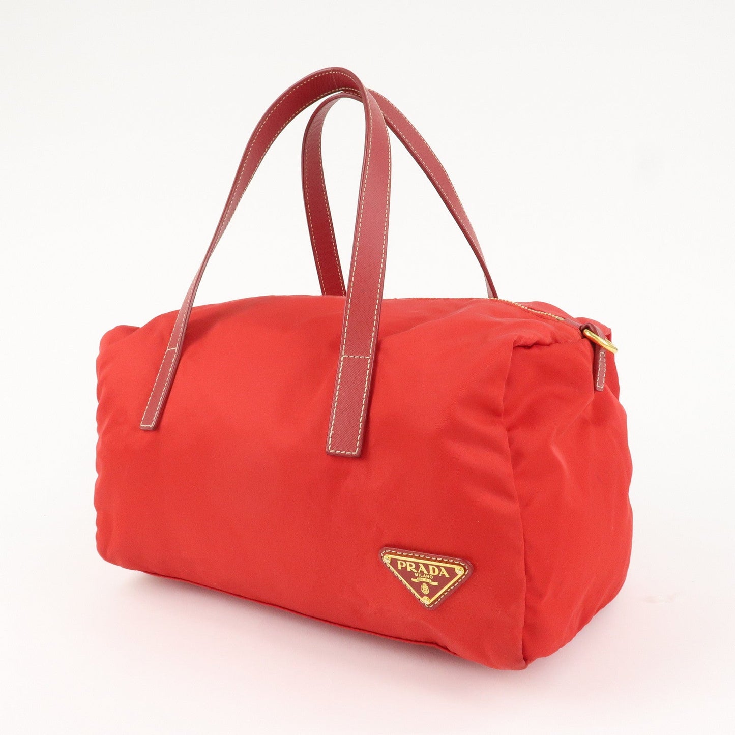 PRADA Triangle Logo Nylon Leather 2Way Shoulder Bag Hand Bag Red