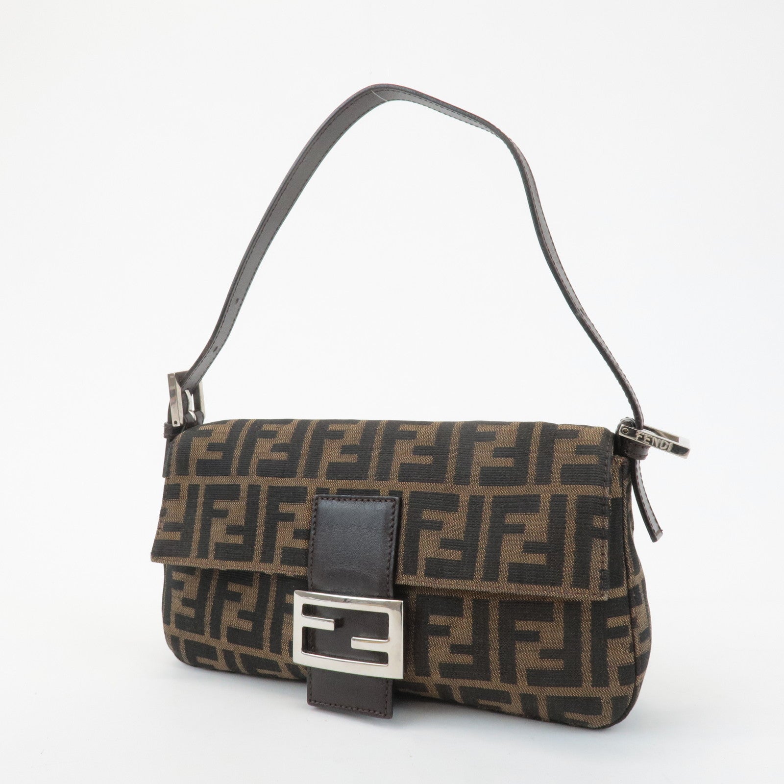 FENDI Zucca Mamma Baguette Canvas Shoulder Bag 26424 Brown Black