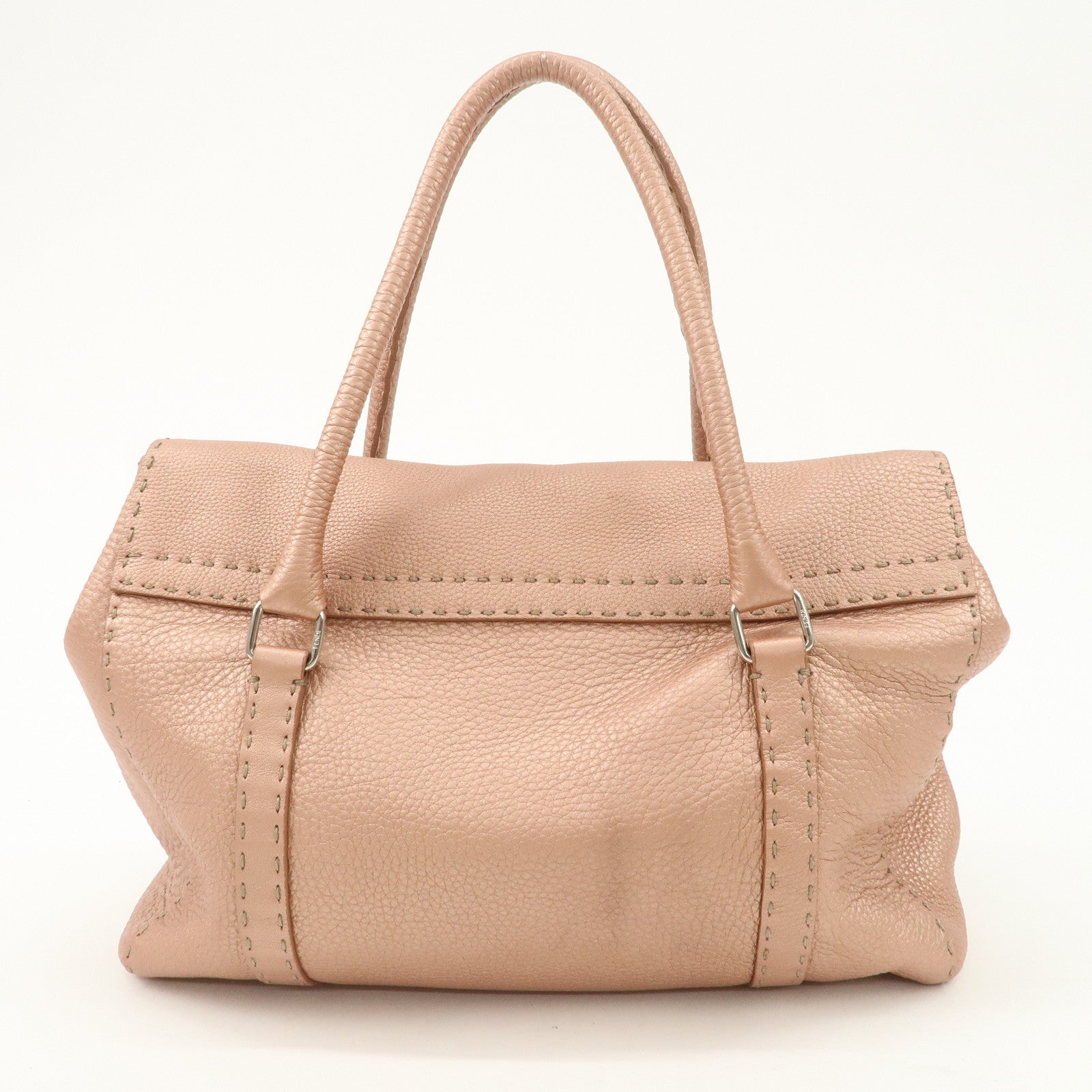 FENDI Selleria Leather Mini Linda Hand Bag Pink Silver Hardware 8BR458