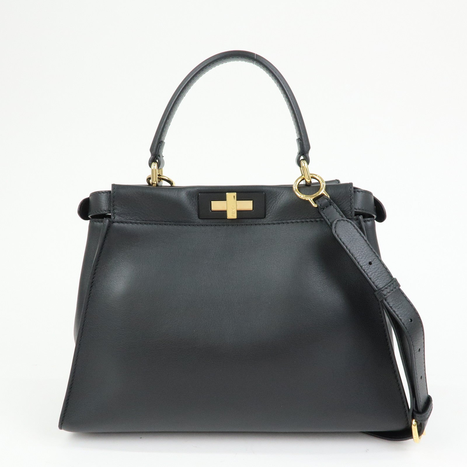 FENDI Peekaoo Calf Leather 2Way Bag Hand Bag Shoulder Bag 8BN290