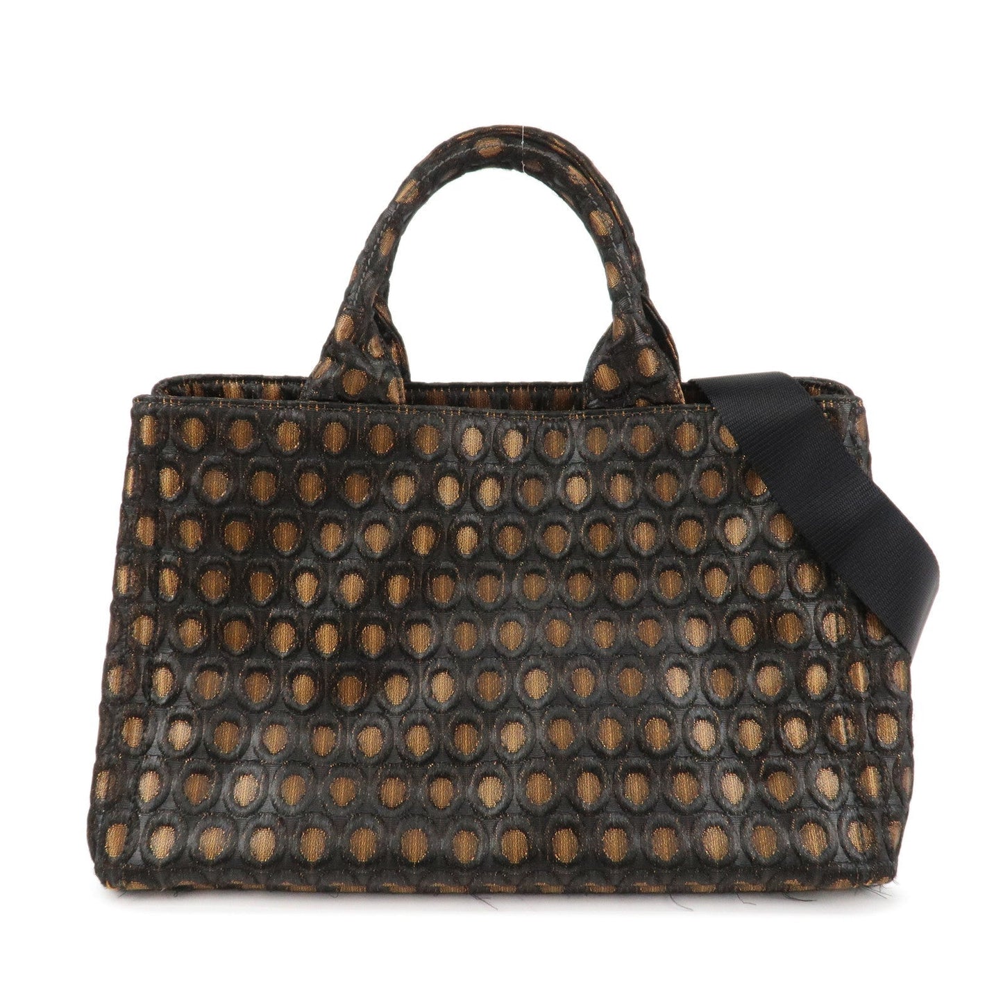PRADA Canapa Canvas Tote Bag Hand 2Way Bag Black Orange BN1877
