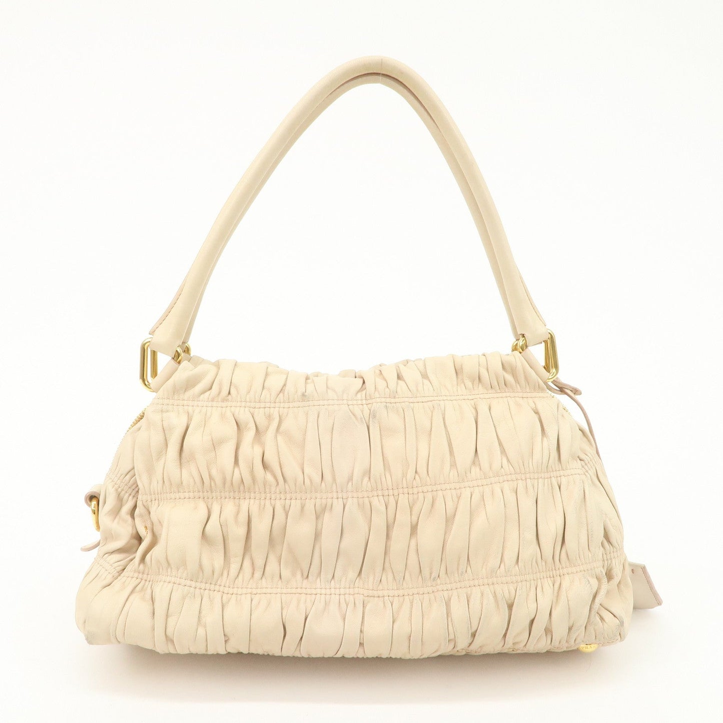 PRADA Nappa Leather Gathered Ribbon Shoulder Bag Hand Bag BR4492