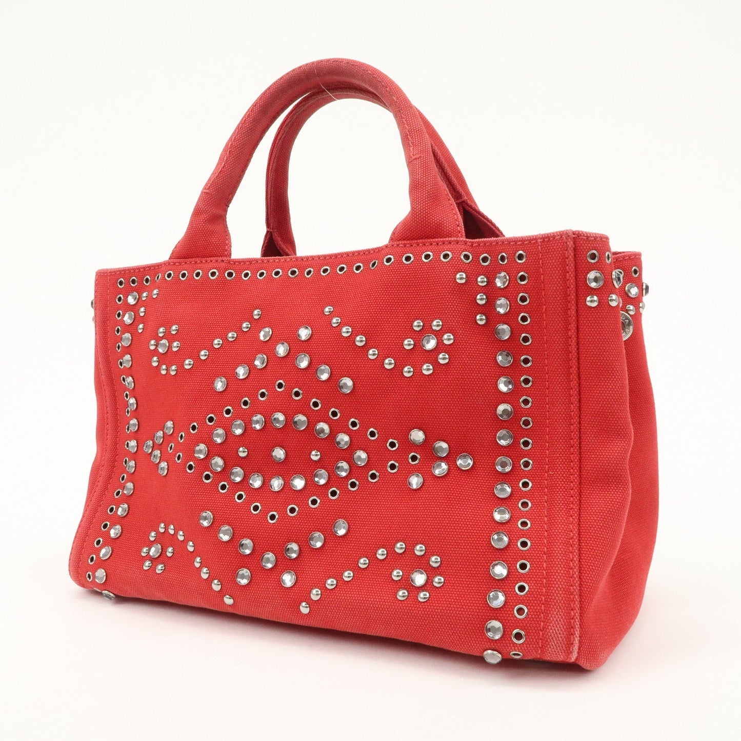 PRADA Canapa Mini Canvas Hand Bag Castilian Red BN2439