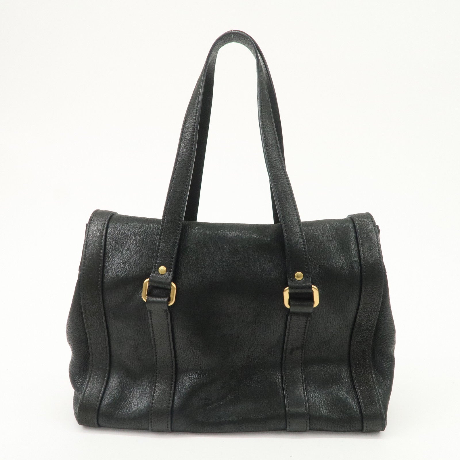 PRADA Leather Shoulder Bag Hand Bag Black BR3027