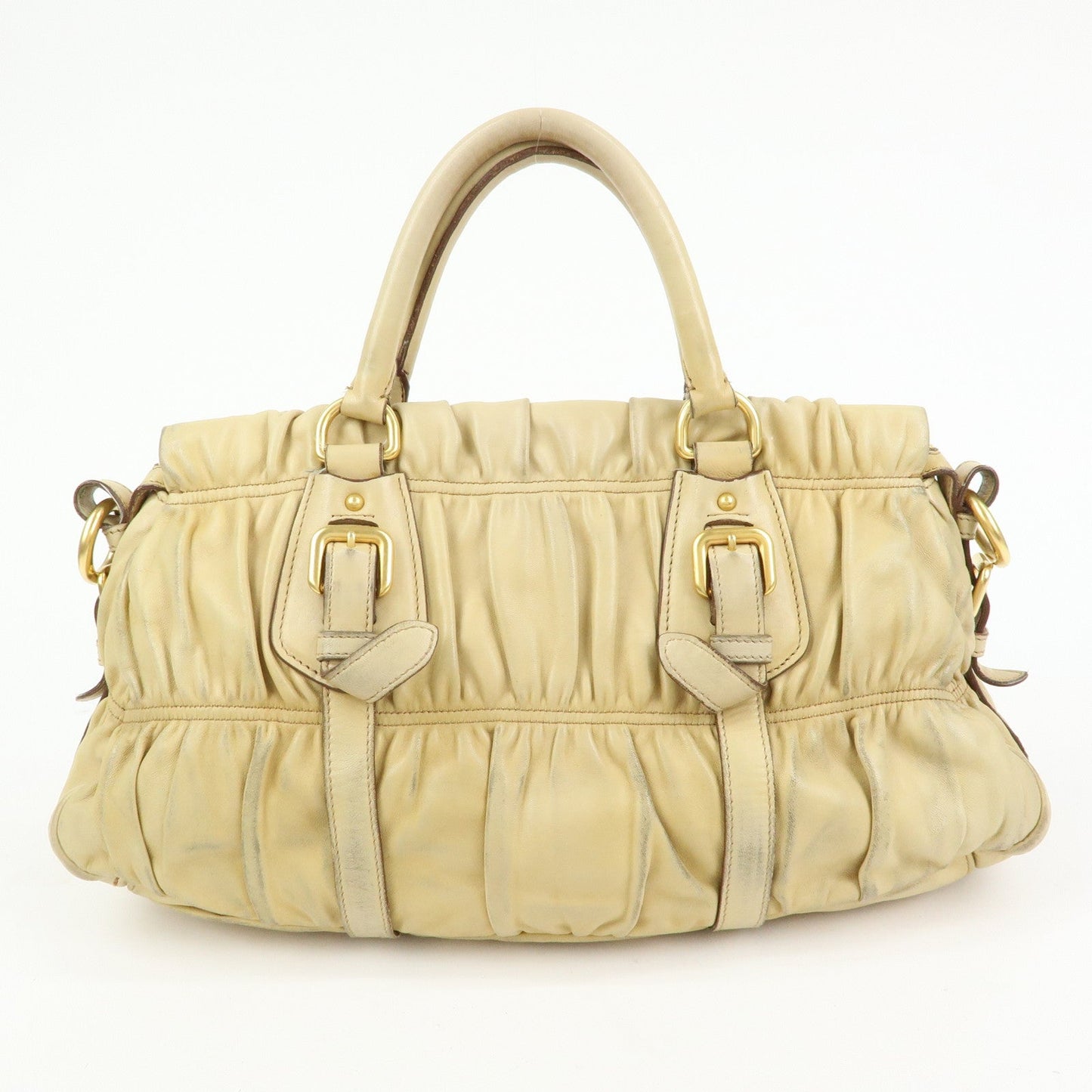 PRADA Nappa Leather 2Way Bag Hand Bag Shoulder Bag Camel BN1407