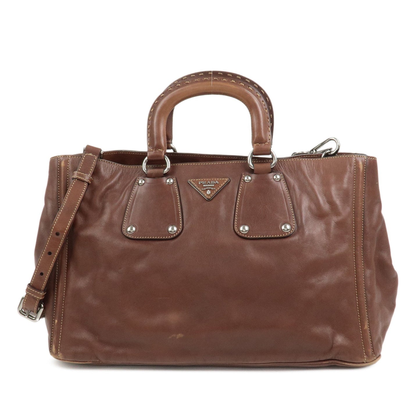 PRADA Triangle Logo 2Way Bag Tote Bag Shoulder Bag BN1889