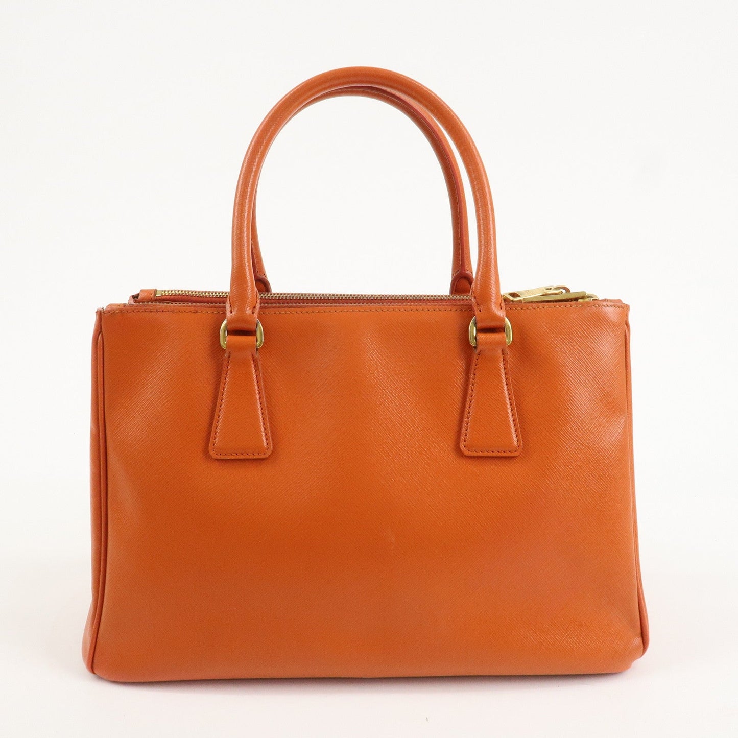 PRADA Triangle Logo Leather 2Way Hand Bag Orange 1BA863