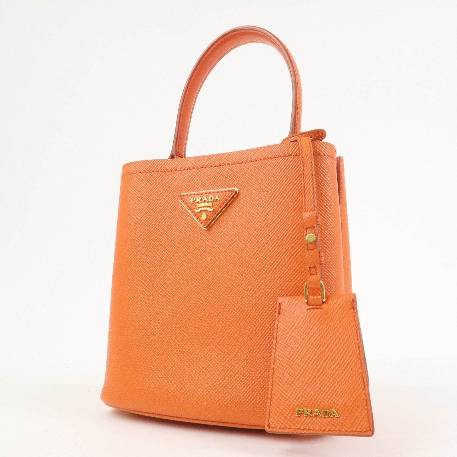 PRADA Panier 2Way Bag Hand Bag Shoulder Bag Orange 1BA217