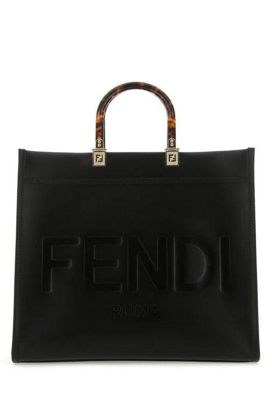 Fendi Woman Black Leather Medium Sunshine Shopping Bag
