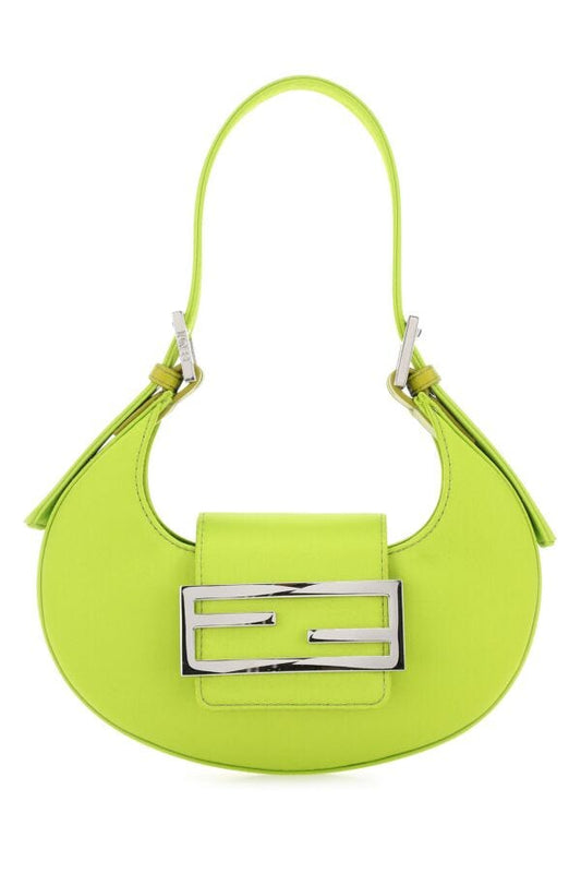 Fendi Woman Acid Green Leather Mini Fendi Cookie Handbag