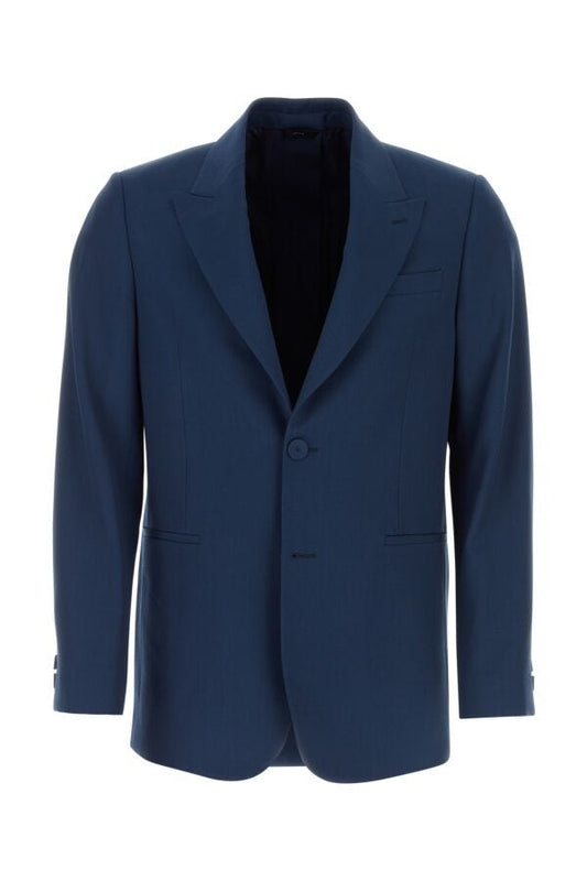Fendi Man Blue Wool Blend Blazer