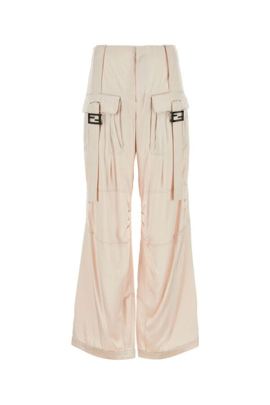 Fendi Woman Light Pink Satin Cargo Pant