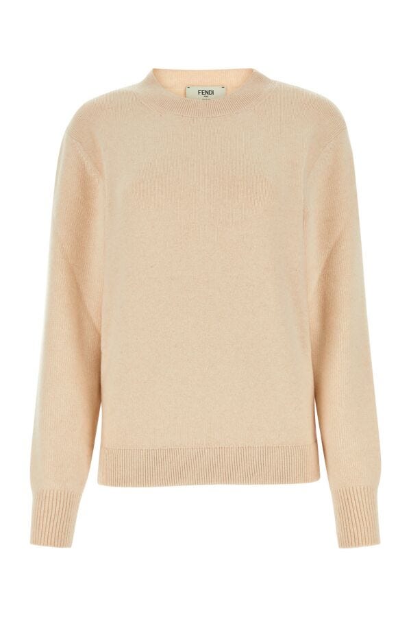 Fendi Woman Sand Stretch Wool Blend Sweater
