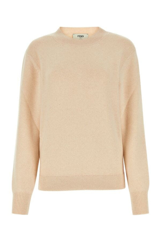 Fendi Woman Sand Stretch Wool Blend Sweater