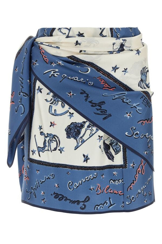 Fendi Woman Printed Satin Mini Skirt