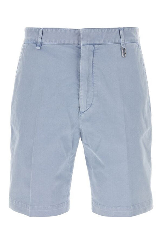 Fendi Man Light-Blue Stretch Cotton Bermuda Shorts