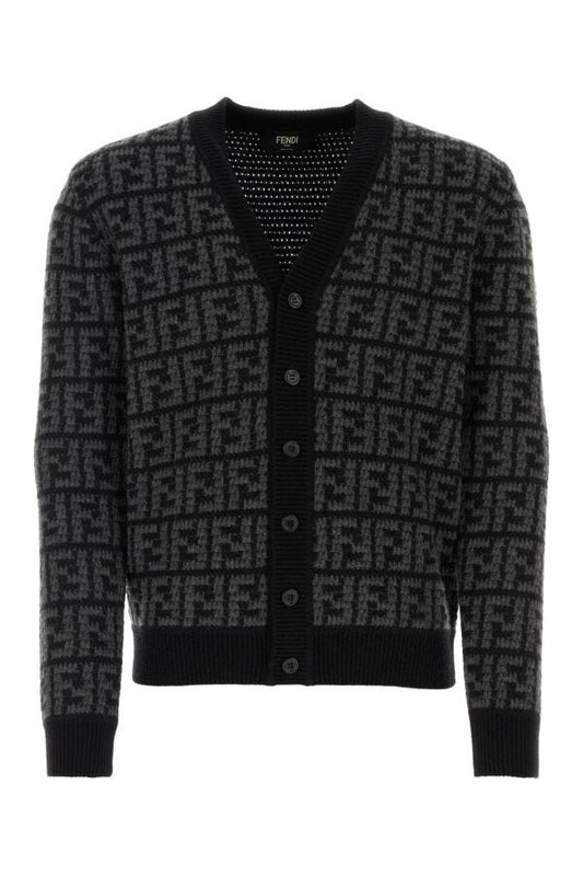 Fendi Man Embroidered Cashmere Cardigan