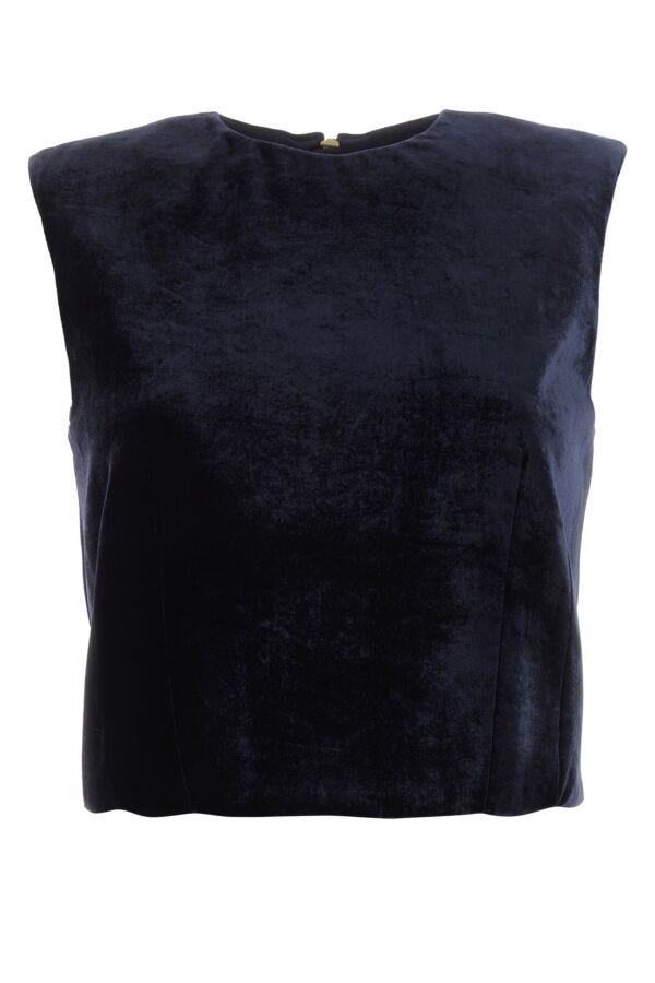 Fendi Woman Midnight Blue Velvet Top