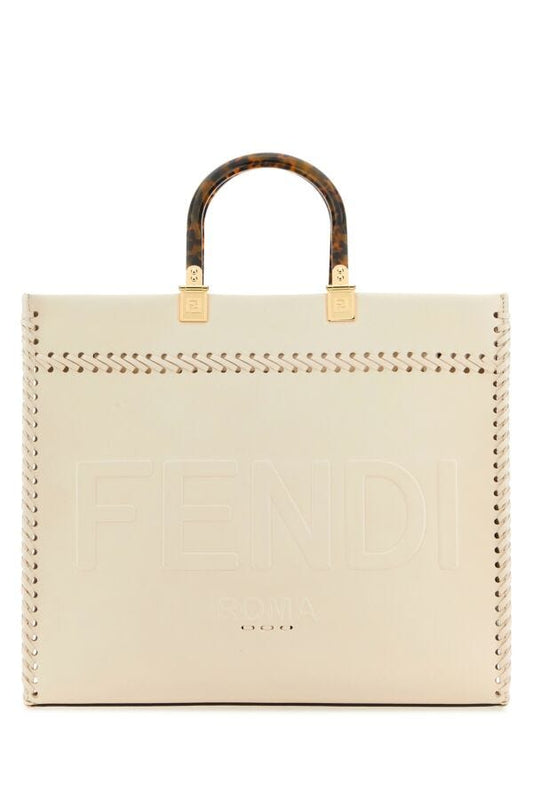 Fendi Woman Ivory Leather Medium Sunshine Shopping Bag