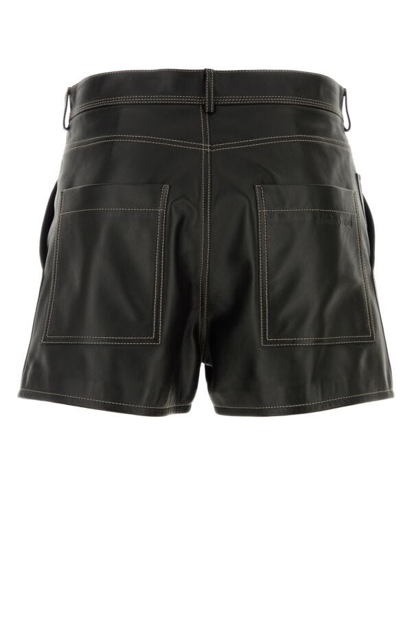 Fendi Man Black Leather Shorts