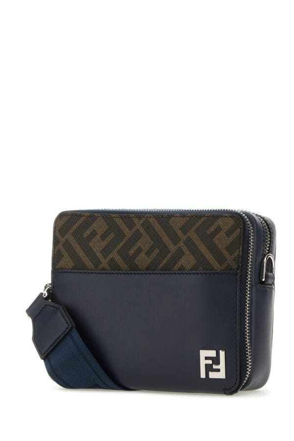 Fendi Man Embroidered Canvas Camera Crossbody Bag