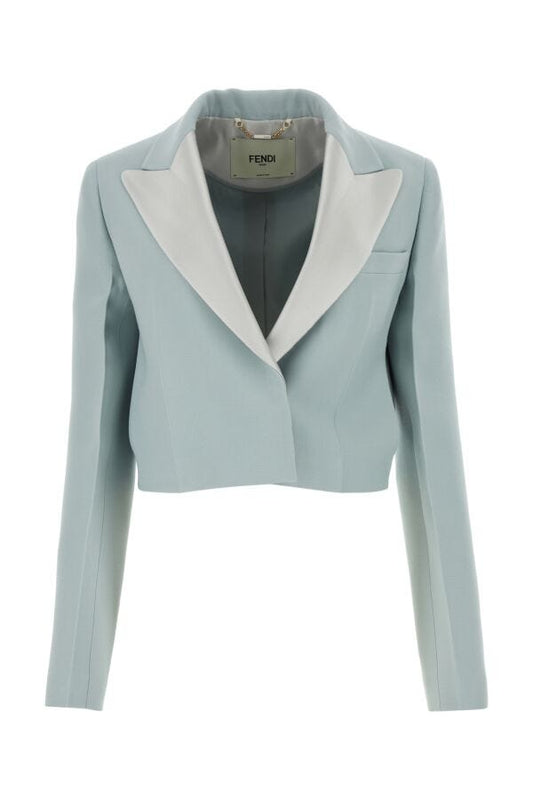 Fendi Woman Powder Blue Wool Blend Blazer