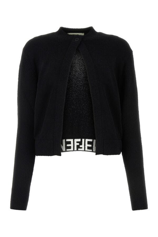 Fendi Woman Black Viscose Blend Cardigan