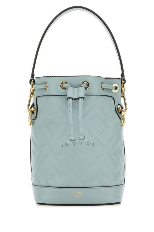 Fendi Woman Light Blue Leather Mon Tresor Bucket Bag