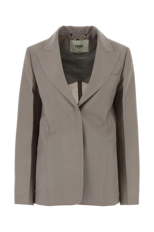 Fendi Woman Dove Grey Mohair Blend Blazer