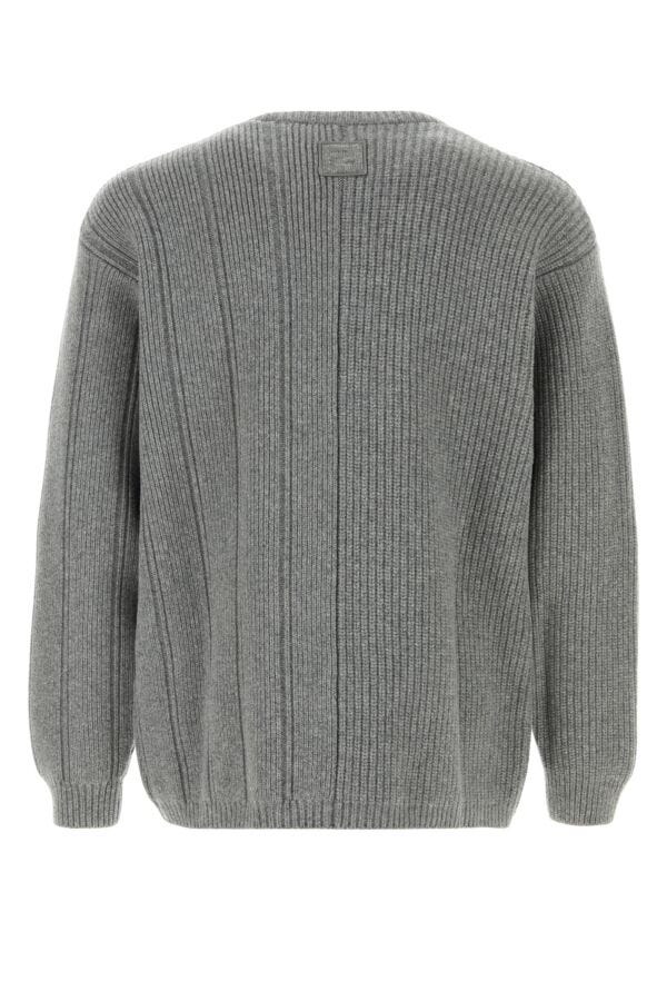Fendi Man Grey Cashmere Blend Cardigan