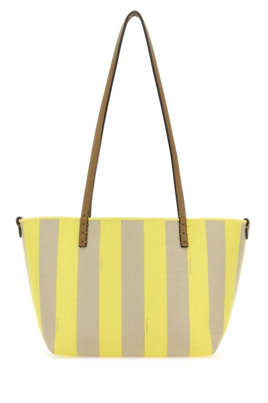Fendi Woman Embroidered Fabric Small Roll Reversible Shopping Bag
