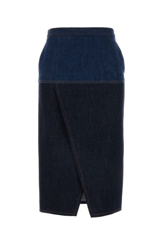 Fendi Woman Two-Tone Denim Skirt