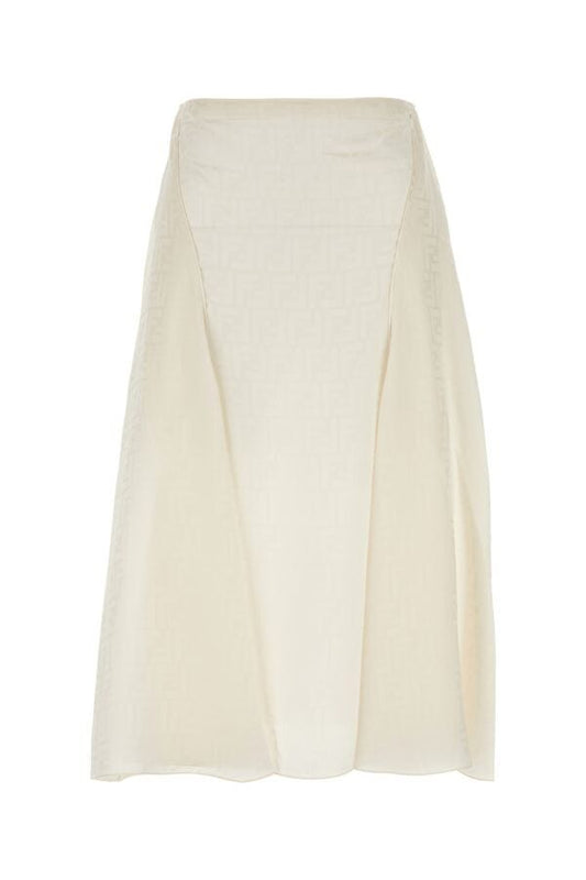 Fendi Woman Ivory Silk Skirt