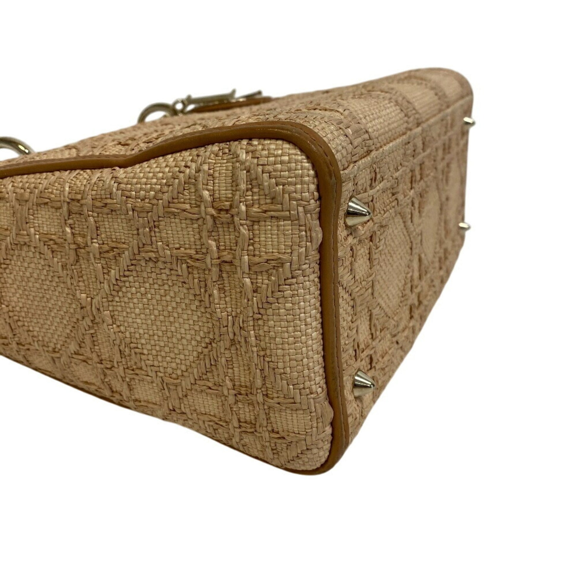 Christian Dior Beige Raffia Leather Shoulder Bag ()