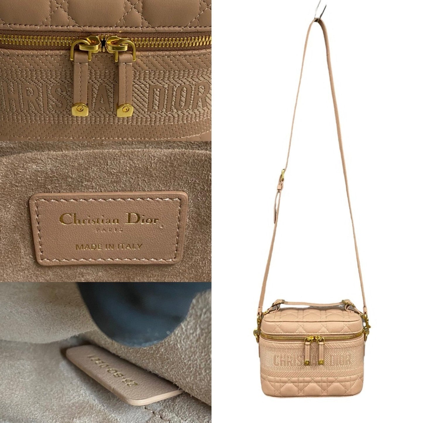 Christian Dior Pink Beige Leather Shoulder Bag ()