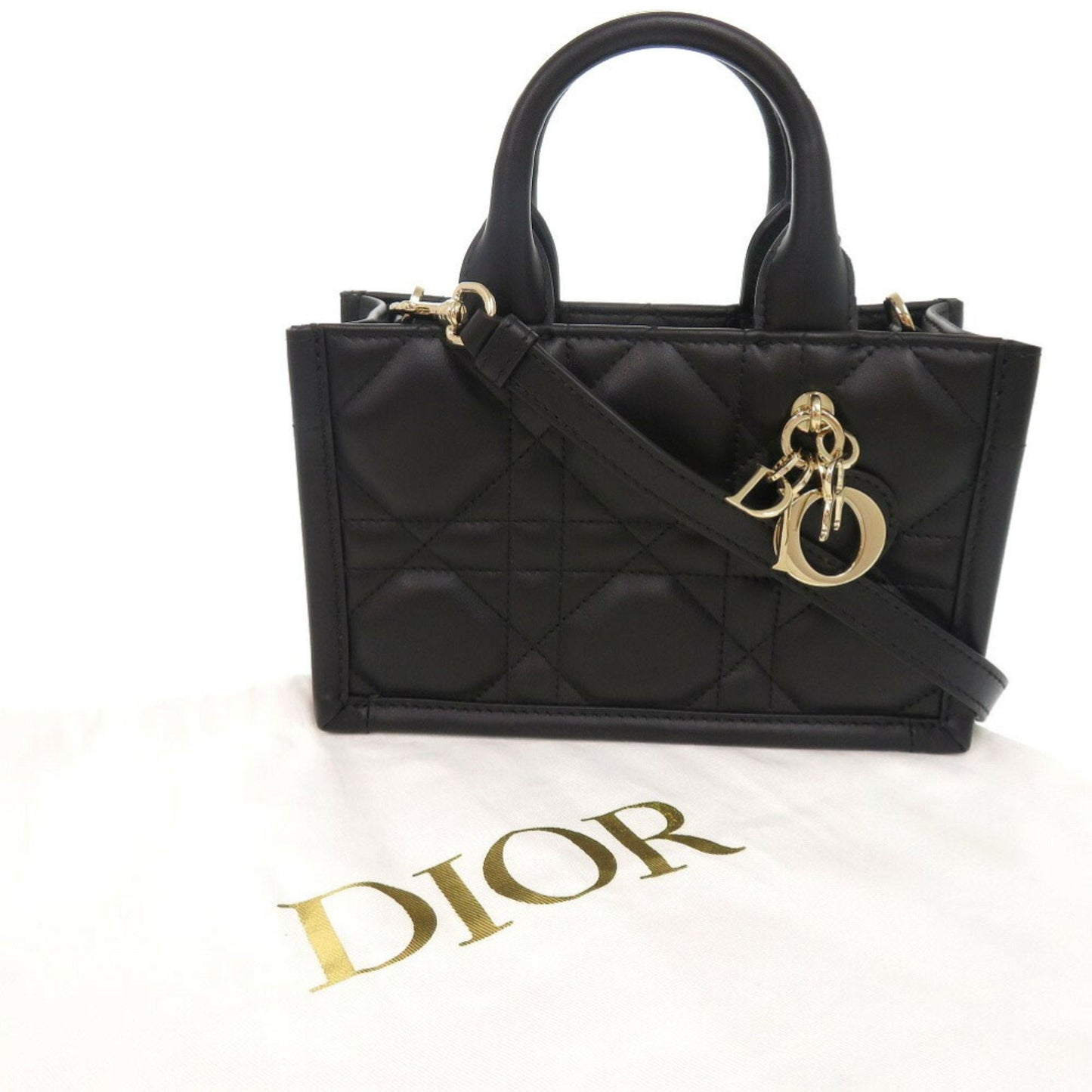 Christian Dior Black Leather Handbag Shoulder Bag ()
