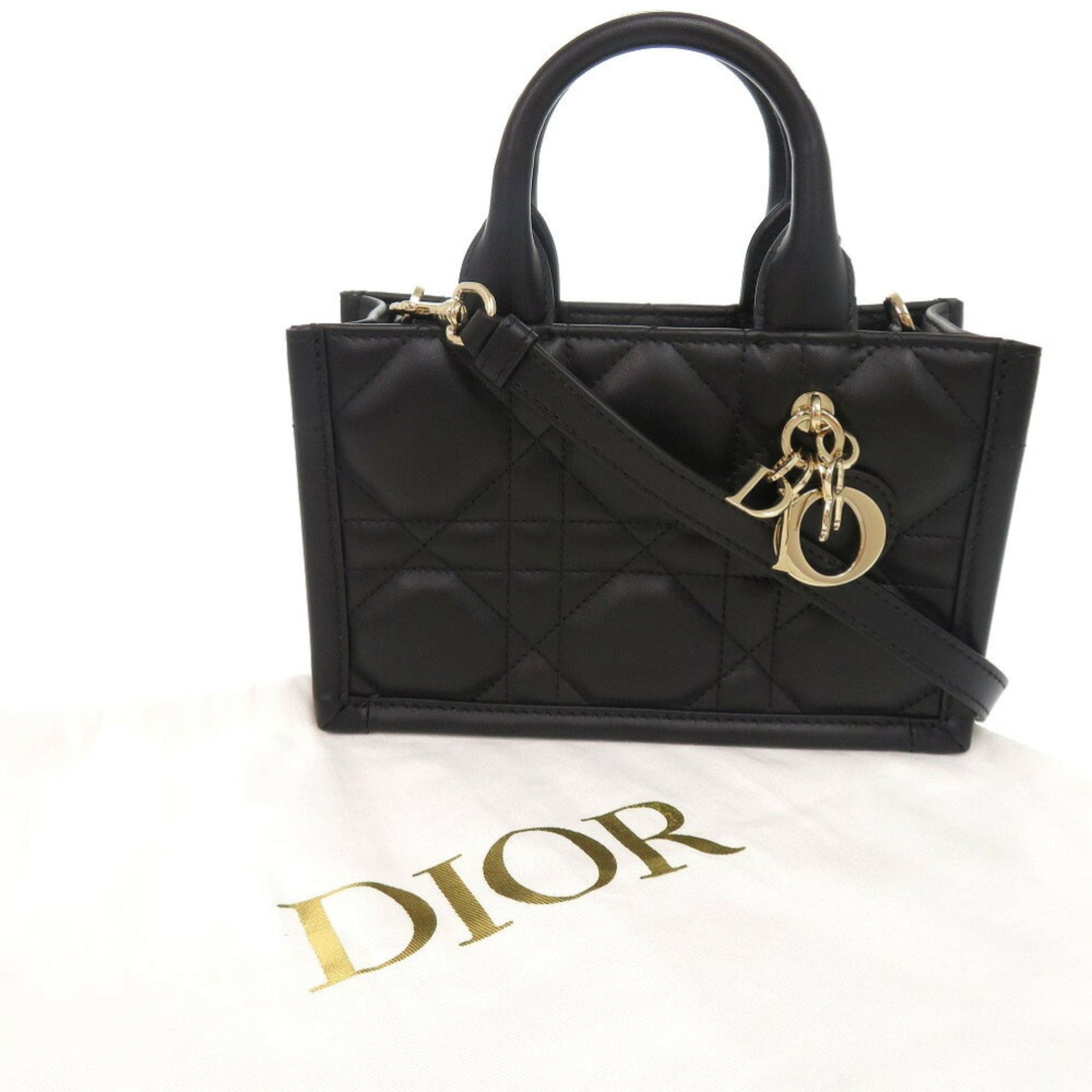 Christian Dior Black Leather Handbag Shoulder Bag ()