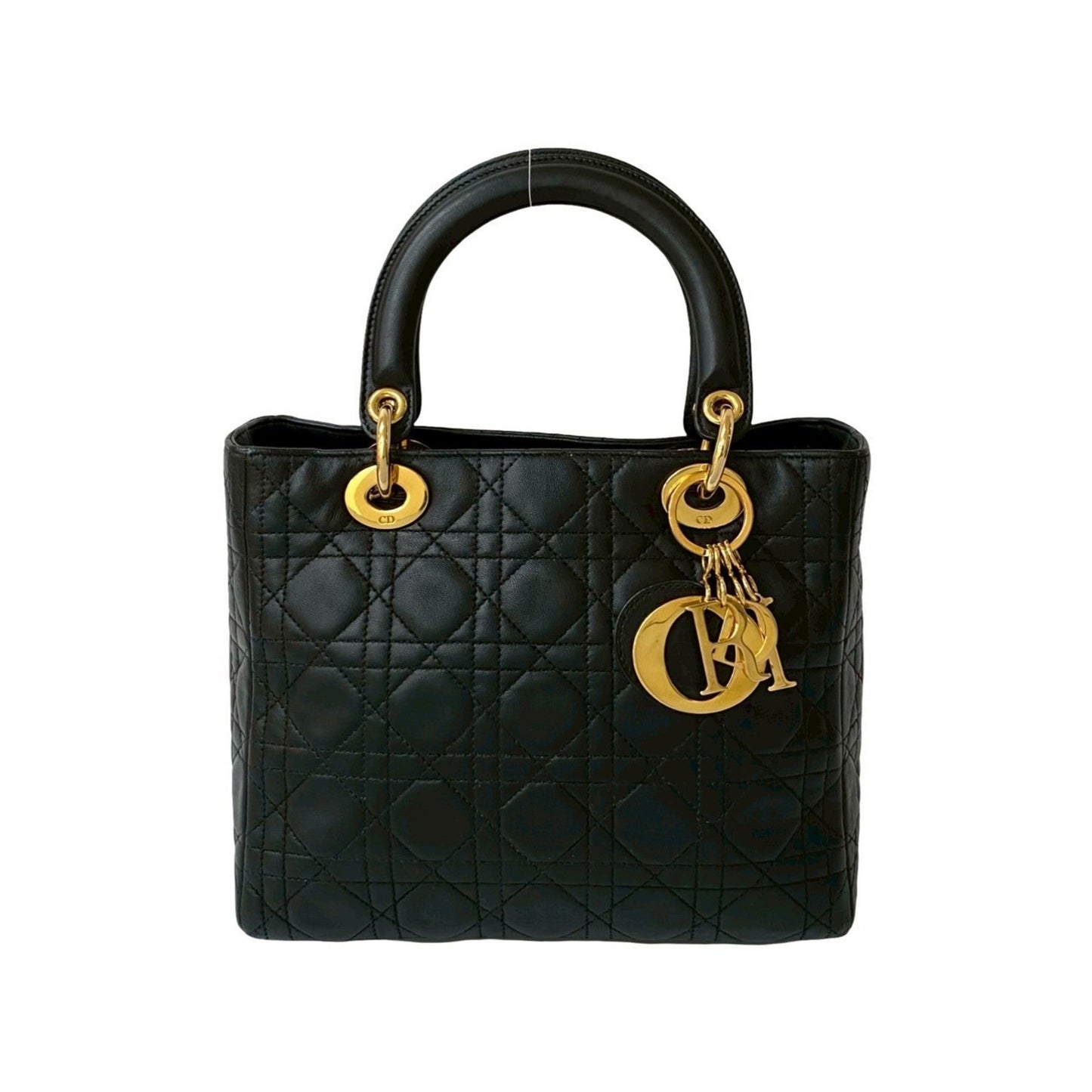 Christian Dior Black Leather Handbag Tote Bag ()