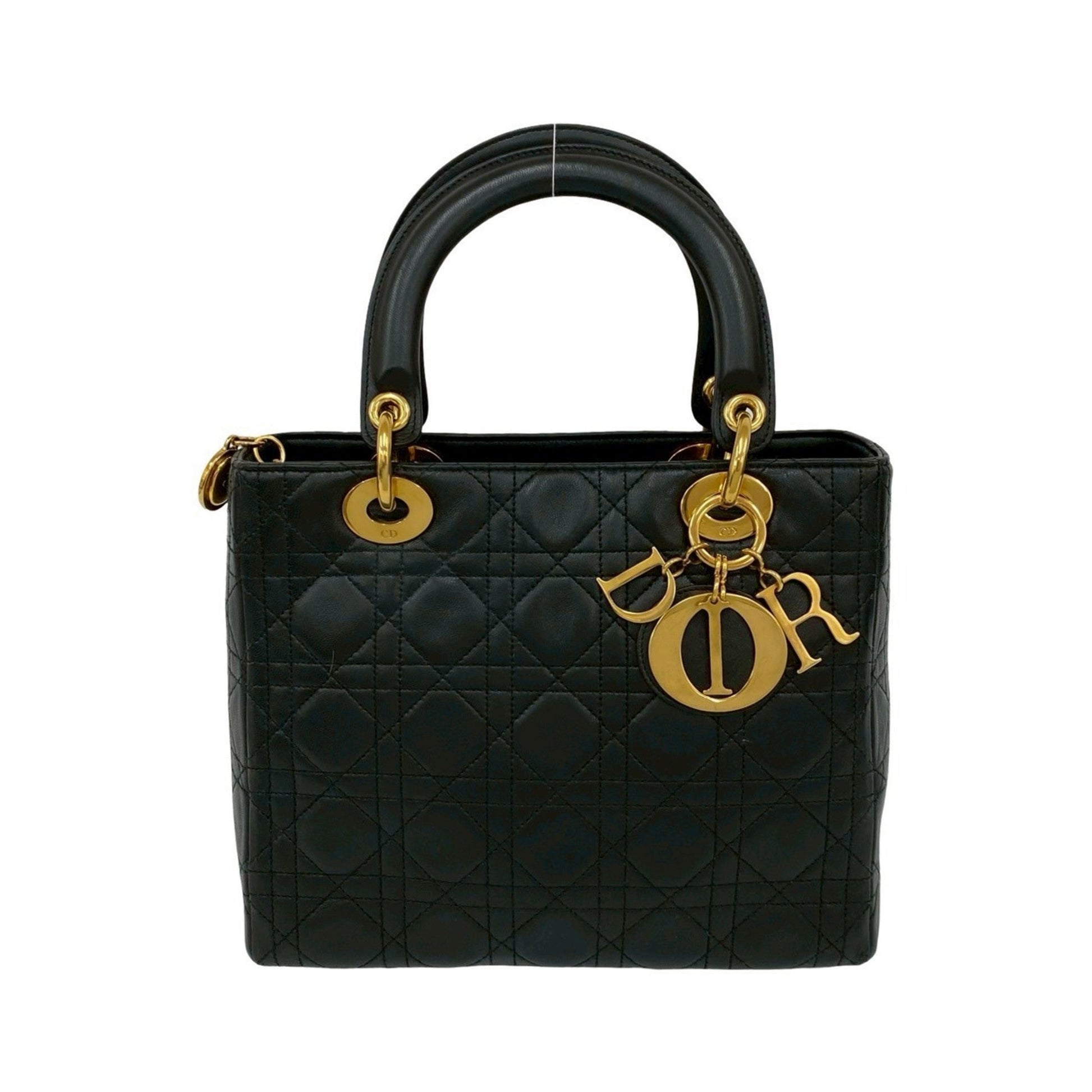 Christian Dior Black Leather Handbag Tote Bag ()