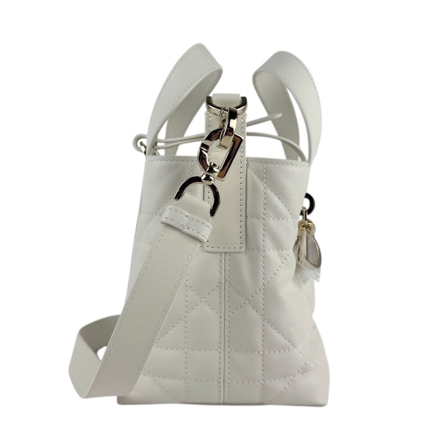 Christian Dior White Leather Handbag Shoulder Bag ()