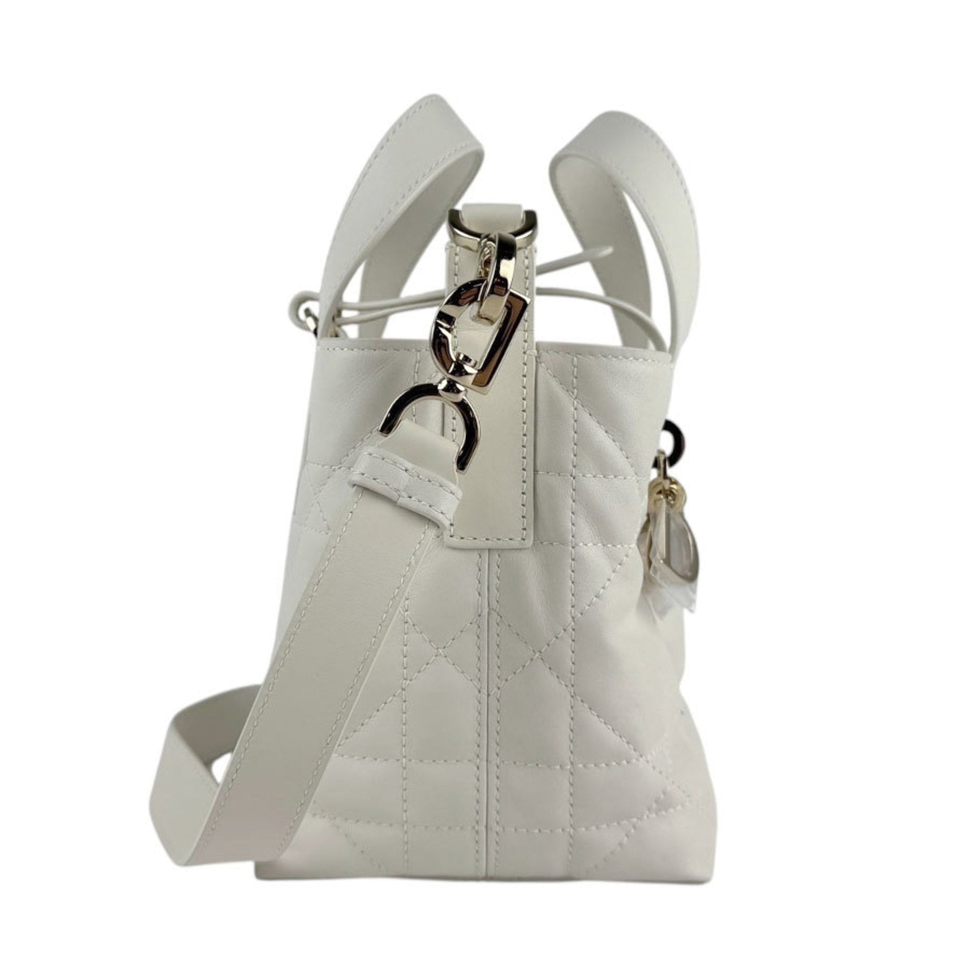 Christian Dior White Leather Handbag Shoulder Bag ()